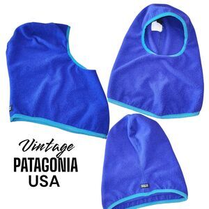 PATAGONIA USA VINTAGE Capilene Fleece Teal Trim Ski Mask Snow Balaclava Beanie